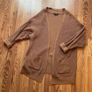 Express Oversized Chunky Knit Cardigan in Burnt Sienna, Size S